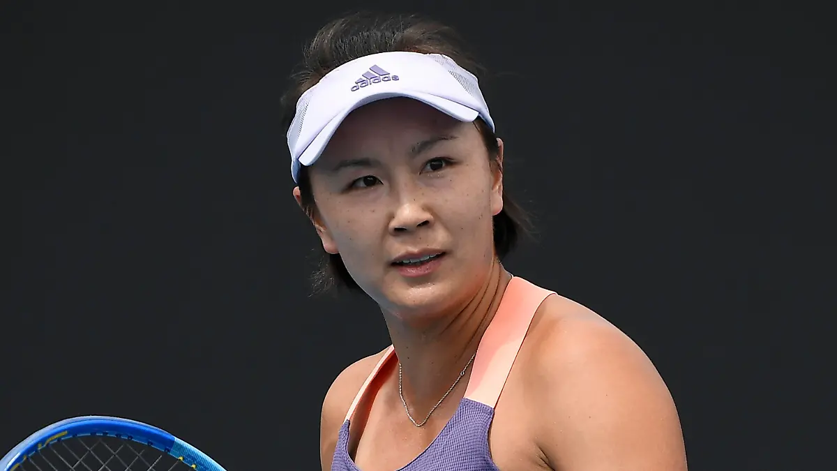 FILE - China's Peng Shuai reacts during her first round singles match against Japan's Nao Hibino at the Australian Open tennis championship in Melbourne, Australia on Jan. 21, 2020. Chinese tennis star Peng Shuai has denied saying she was sexually assaulted, despite a November social media post attributed to her that accused a former top Communist Party official of forcing her into sex. (AP Photo/Andy Brownbill, File)