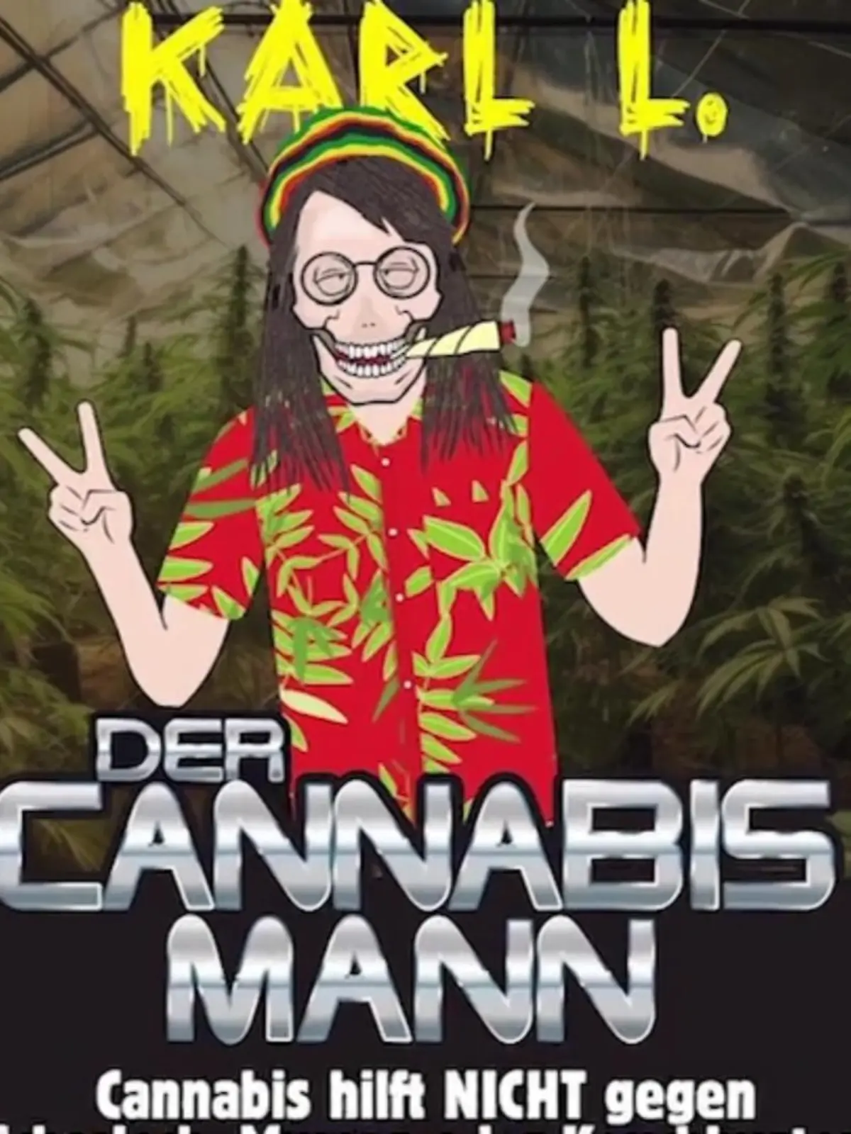 Apotheker in NRW protestieren mit einem Plakat gegen den Medikamentenmangel. Darauf zu sehen ist Bundesgesundheitsminister Karl Lauterbach als „Cannabis-Mann Karl L.“ – mit Joint im Mund und Jamaika-Hut auf dem Kopf. Der Vorwurf: Lauterbach würde sich nur darum kümmern, dass Cannabis legalisiert wird. Nicht aber um die Lieferengpässe vieler teils lebensnotwendiger Arzneimittel.