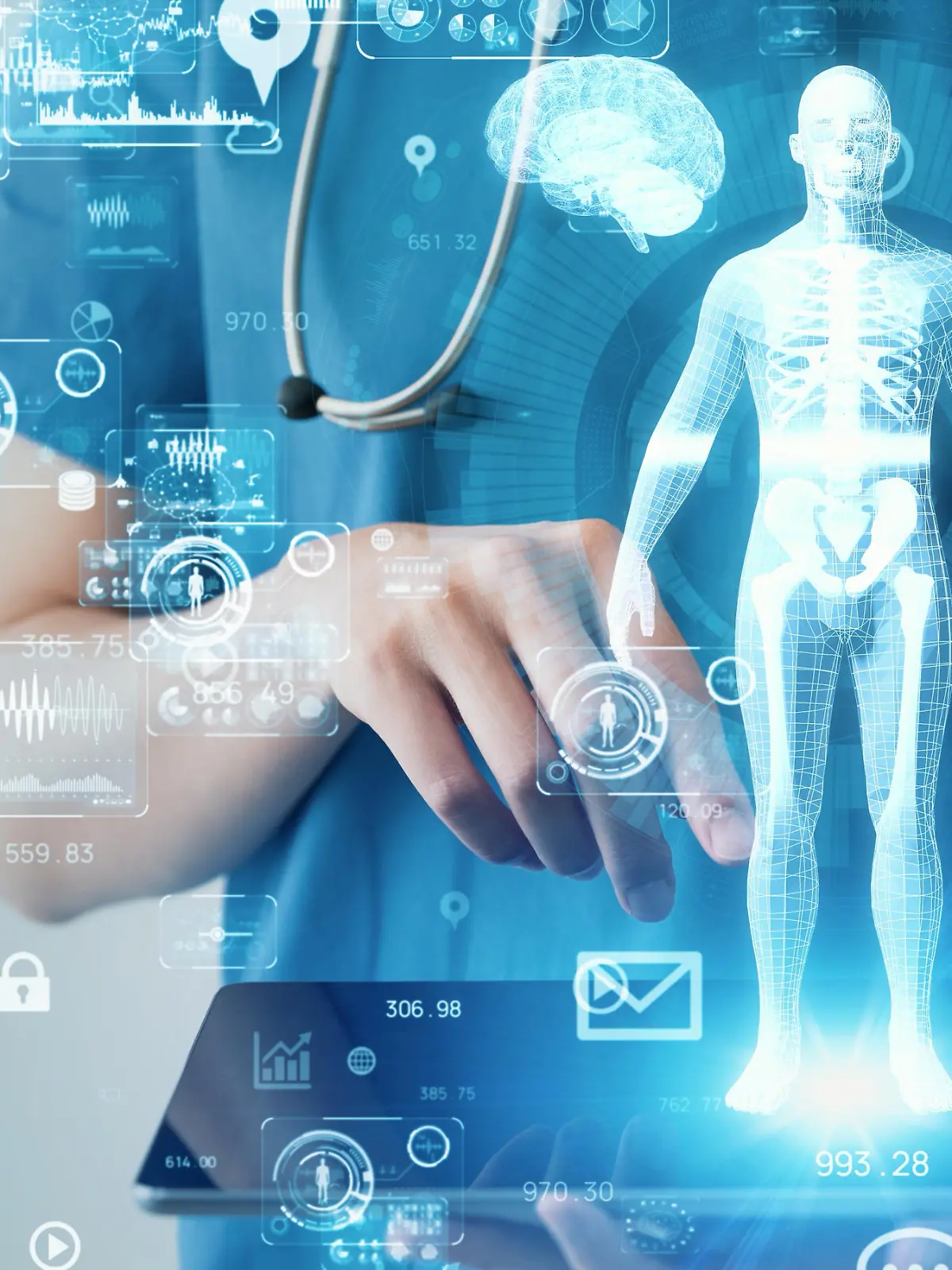 Medical technology concept. Remote medicine. Electronic medical record.