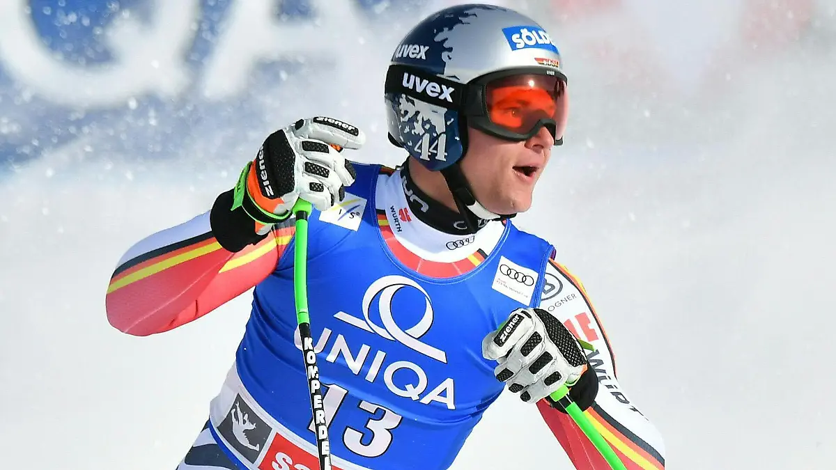 13.02.2020, Österreich, Saalbach-Hinterglemm: Ski alpin: Weltcup, Abfahrt, Herren: Thomas Dreßen aus Deutschland in Aktion. Foto: Barbara Gindl/APA/dpa +++ dpa-Bildfunk +++