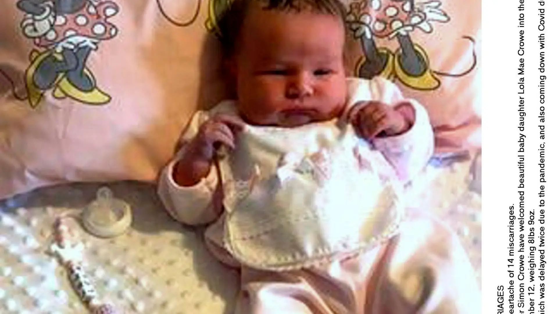 Dated: 15/12/2021
MUM GIVES BIRTH TO HEALTHY GIRL AFTER SUFFERING 14 MISCARRIAGES
Gina Mcguinness has given birth to a healthy baby girl after suffering the heartache of 14 miscarriages.
After 11 years of trying and multiple setbacks, Gina Mcguinness and partner Simon Crowe have welcomed beautiful baby daughter Lola Mae Crowe into the world.
She was born at Middlesbrough's James Cook Hospital on Sunday, December 12, weighing 8lbs 9oz.
Gina, 37, gave birth after having just one chance of success through IVF which was delayed twice due to the pandemic, and also coming down with Covid during her pregnancy.
See copy by North News