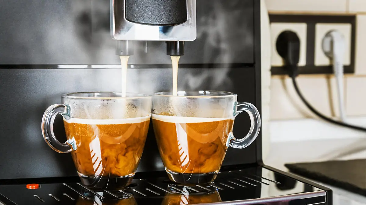 glass Cup of coffee Prepared on the coffee machine