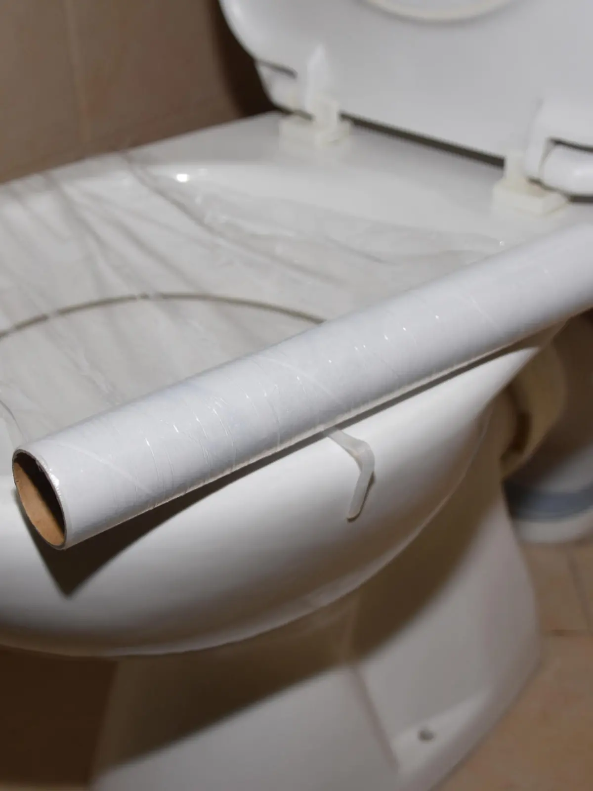 Toilet prank - Saran Wrap on the toilet