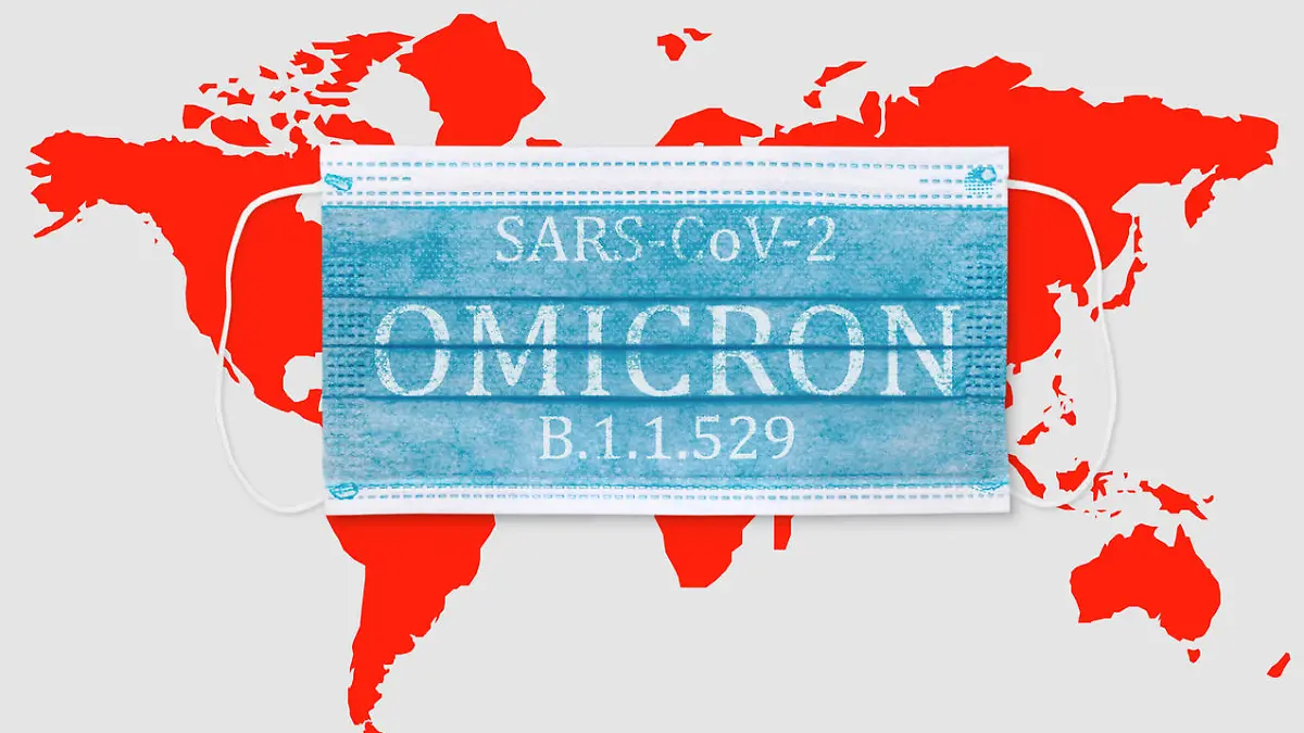 Face masks with inscriptions SARS COV 2 Omicron. Covid 19 alpha, beta, gamma, delta, lambda, mu, omicron variants outbreak around the world.