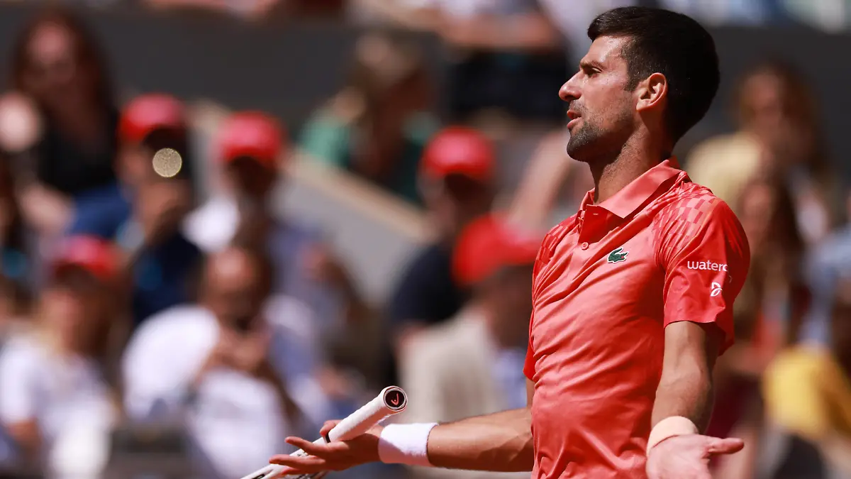 230530 -- PARIS, May 30, 2023 -- Novak Djokovic of Serbia reacts during the men s singles first round match between Novak Djokovic of Serbia and Aleksandar Kovacevic of the United States at the French Open tennis tournament at Roland Garros in Paris, France, on May 29, 2023. SPFRANCE-PARIS-TENNIS-ROLAND GARROS-FRENCH OPEN-MEN S SINGLES GaoxJing PUBLICATIONxNOTxINxCHN
