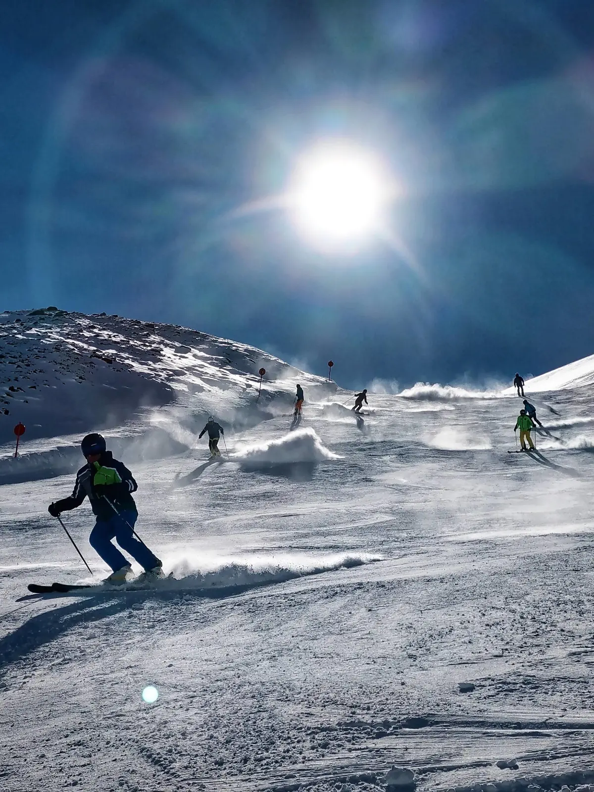 March 8, 2020, Neustift Stubaital, Tirol, Austria: Skiers and snowboarders enjoy a sunny Sunday atop the Stubai Glacier in Austria. Neustift Stubaital Austria - ZUMAb160 20200308zbpb160002 Copyright: xSachellexBabbarx