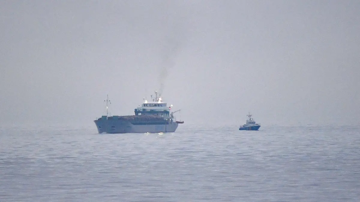 British cargo ship Scot Carrier is pictured after colliding with Danish cargo ship Karin Hoej, between Ystad and Bornholm, on the Baltic Sea December 13, 2021. TT News Agency/Johan Nilsson via REUTERS ATTENTION EDITORS - THIS IMAGE WAS PROVIDED BY A THIRD PARTY. SWEDEN OUT. NO COMMERCIAL OR EDITORIAL SALES IN SWEDEN.