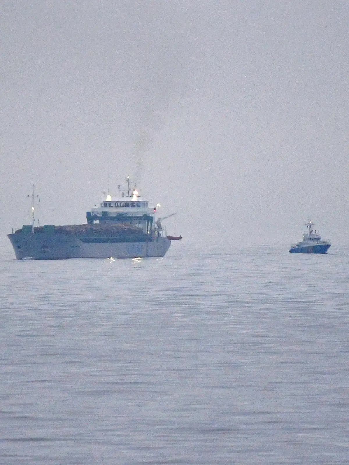 British cargo ship Scot Carrier is pictured after colliding with Danish cargo ship Karin Hoej, between Ystad and Bornholm, on the Baltic Sea December 13, 2021. TT News Agency/Johan Nilsson via REUTERS ATTENTION EDITORS - THIS IMAGE WAS PROVIDED BY A THIRD PARTY. SWEDEN OUT. NO COMMERCIAL OR EDITORIAL SALES IN SWEDEN.