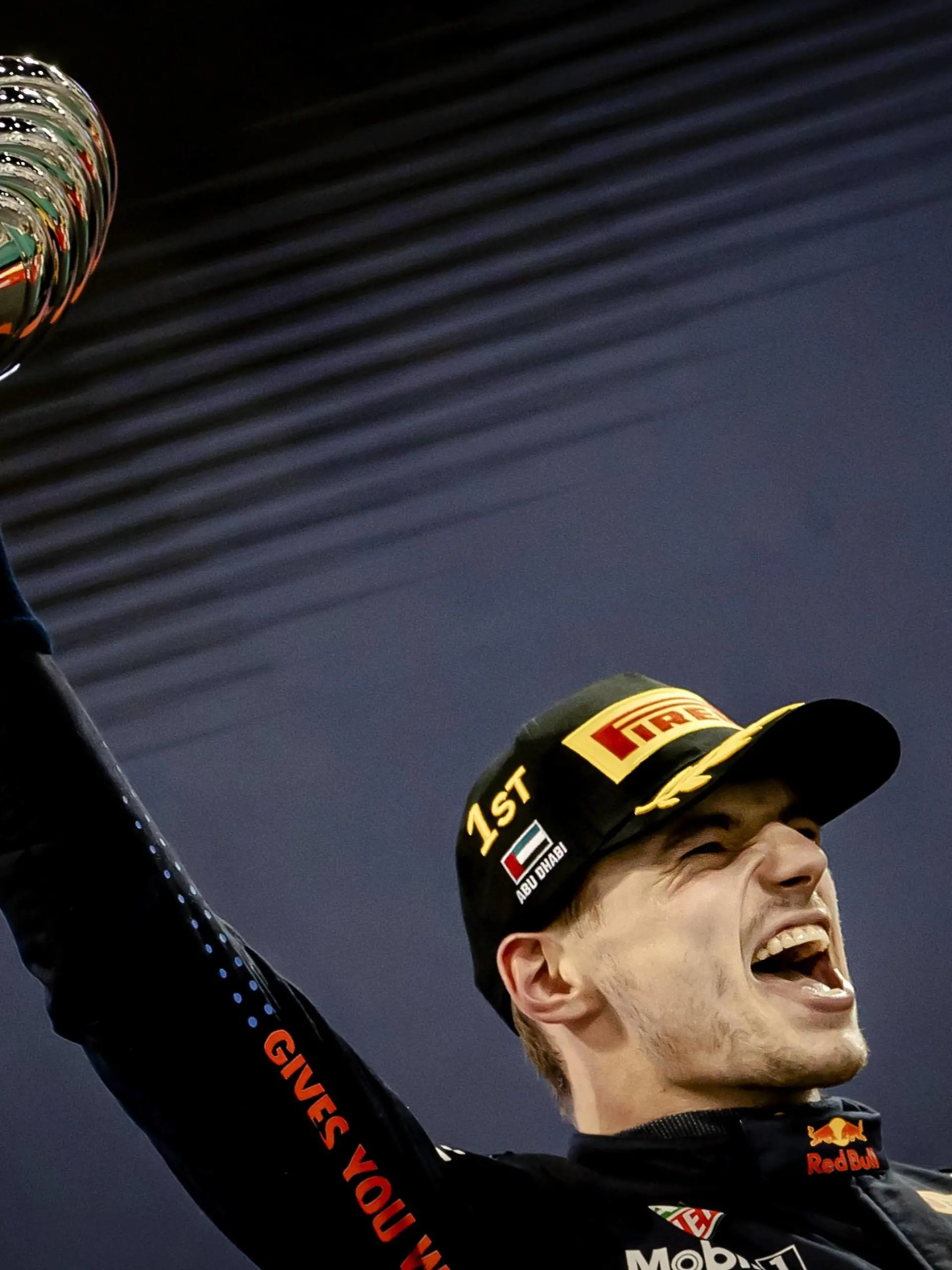  ABU DHABI - Red Bull Racing s Max Verstappen on the podium after winning the Formula 1 World Championship, WM, Weltmeisterschaft after the Abu Dhabi Grand Prix at Yas Marina Circuit on December 12, 2021 in Abu Dhabi, United Arab Emirates. REMKO DE WAAL F1 Grand Prix 2021 xVIxANPxSportx/xxANPxIVx *** ABU DHABI Red Bull Racing s Max Verstappen on the podium after winning the Formula 1 World Championship after the Abu Dhabi Grand Prix at Yas Marina Circuit on December 12, 2021 in Abu Dhabi, United Arab Emirates REMKO DE WAAL F1 Grand Prix 2021 xVIxANPxSportx xxANPxIVx 441988297