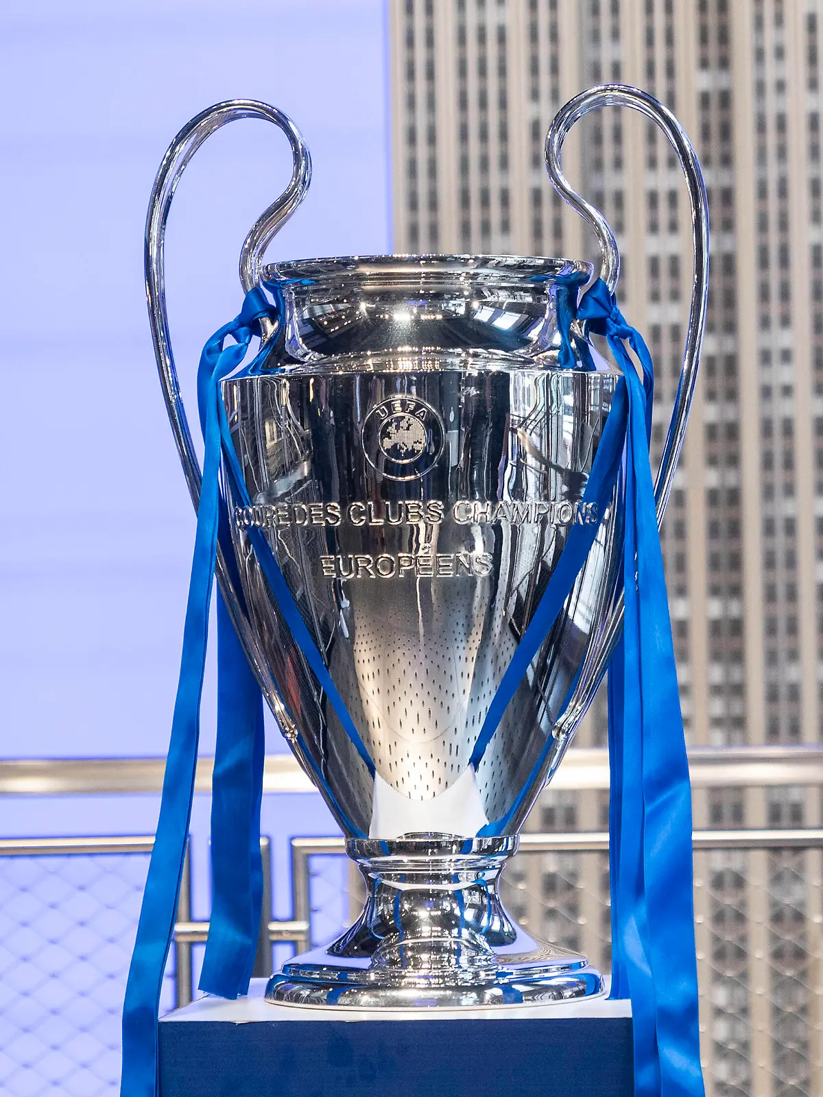  Chelsea FC legend Ashley Cole with Champions League Trophy at Empire State Building Champions League Trophy on display at Grand Staircase of the Empire State Building New York New York United States Copyright: LevxRadin