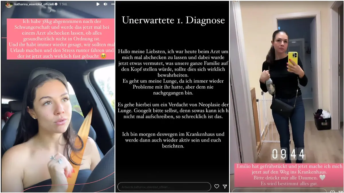 Katharina Eisenblut schreibt bei Instagram über ihre Schock-Diagnose. (Collage)