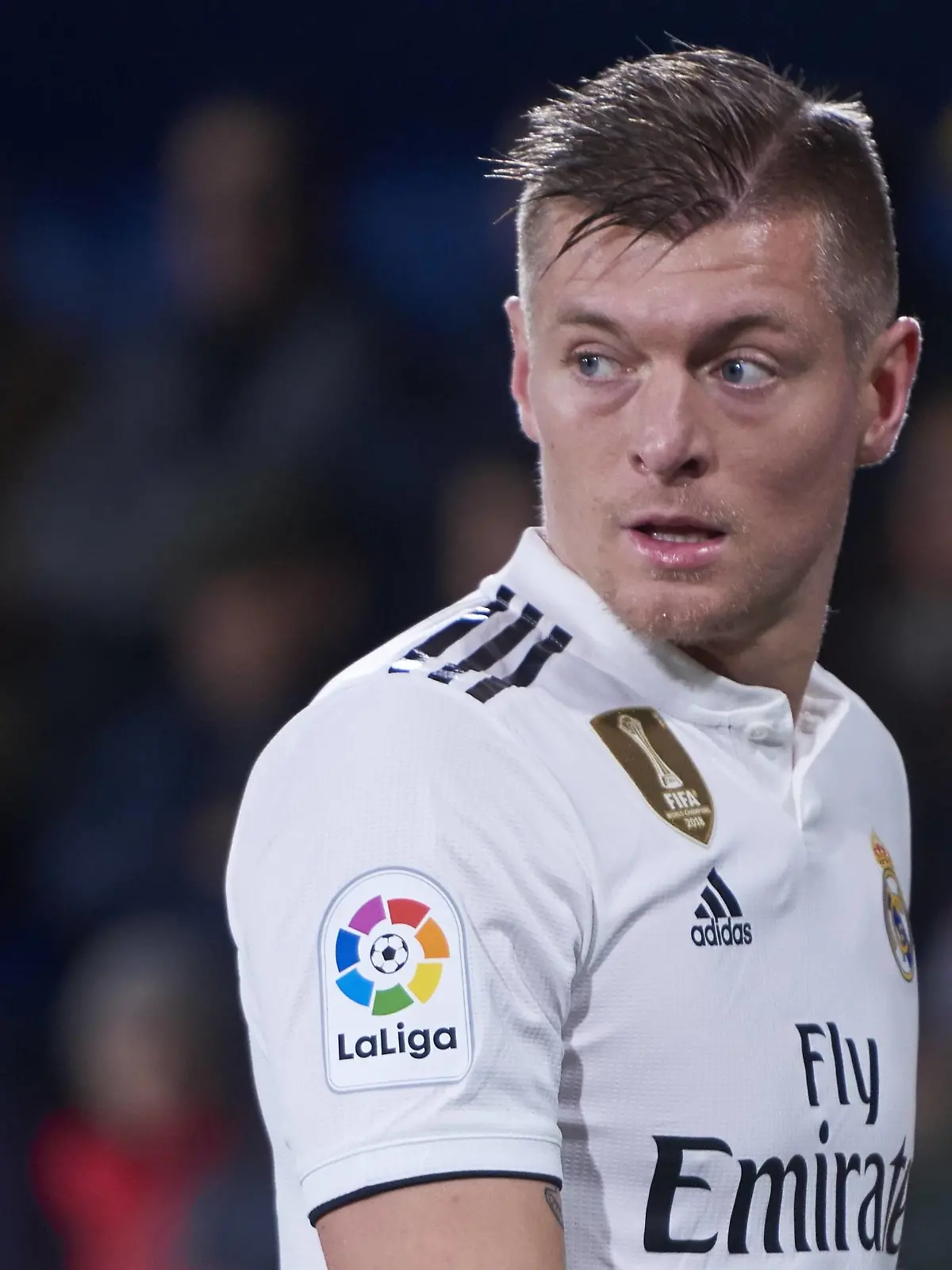 VILLARREAL, SPAIN - JANUARY 03: Toni Kroos, midfielder of Real Madrid looks during the La Liga match between Villarreal CF and Real Madrid CF at Estadio de la Ceramica on January 03, 2019 in Villarreal, Spain. (Photo by Carlos Sanchez Martinez/Icon Sportswire) SOCCER: JAN 03 La Liga - Real Madrid CF at Villarreal CF PUBLICATIONxINxGERxSUIxAUTxHUNxRUSxSWExNORxDENxONLY Icon190105045  