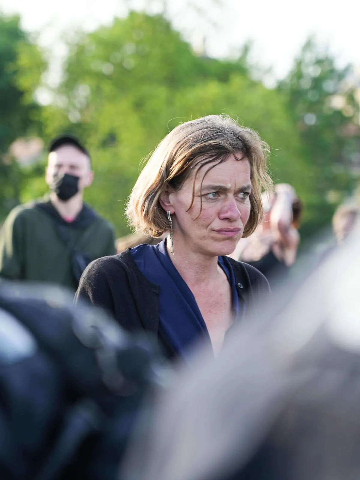 Datum: 31.05.2023 / Ort: Dresden Landtagsabgeordnete Juliane Nagel Linke hier bei einer Antifa-Demonstration Solidaritaet mit Lina E. am 31.05.2023 in Dresden / Sachsen. Juliane Nagel Linke auf einer Demo in Dresden *** Date 31 05 2023 Place Dresden Member of State Parliament Juliane Nagel Left here at an antifa demonstration Solidarity with Lina E on 31 05 2023 in Dresden Saxony Juliane Nagel Left at a demonstration in Dresden xBenedict Bartschx