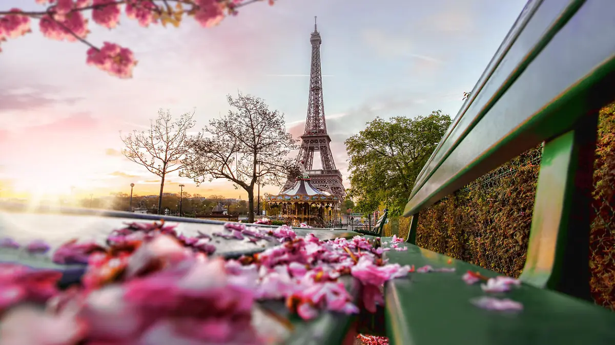 Eiffel Tower during spring time in Paris, France