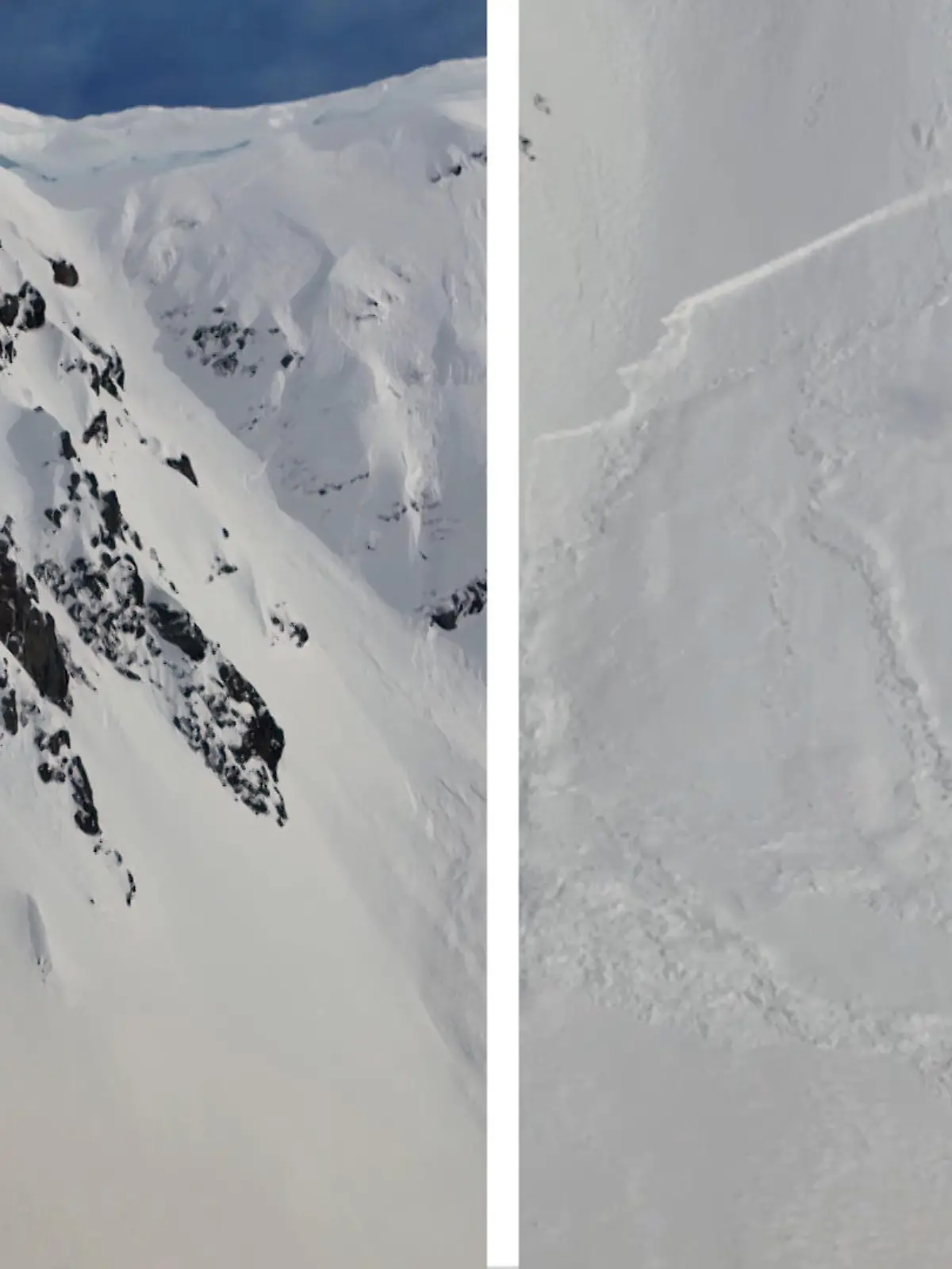 Und plötzlich verwandelt sich der Schnee unter seinen Skiern in eine rasende Lawine!  
Ein Skifahrer gleitet gerade die sogenannte "Berliner Mauer" in Alaska herunter, als der Boden anfängt, sich zu bewegen - und den Skifahrer mit in die Tiefe reißt. 
Die Drohne fängt die Bilder des Schockmoments des Skifahrers ein, der droht, von dem abrutschenden Schnee begraben zu werden. 
Doch der Extremsportler hat Glück im Unglück: Ganz unten taucht er aus der meterlangen Schneelawine wieder auf – den Schock muss er wohl erstmal verarbeiten.