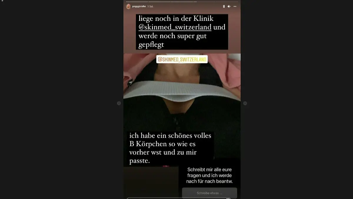 Peggy Jerofke zeigt ihre neue Oberweite ganz stolz in ihrer Instagram-Story.