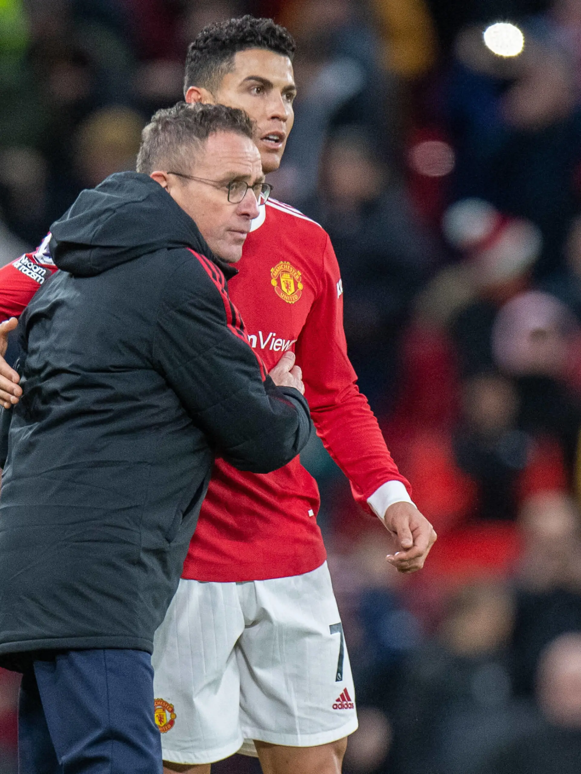 MANCHESTER, ENGLAND - DECEMBER 04: manager Ralf Rangnick of Manchester United, ManU and Cristiano Ronaldo of Manchester United during the Premier League match between Manchester United and Crystal Palace at Old Trafford on December 4, 2021 in Manchester, E Manchester United v Crystal Palace - Premier League Copyright: xSebastianxFrejx 
