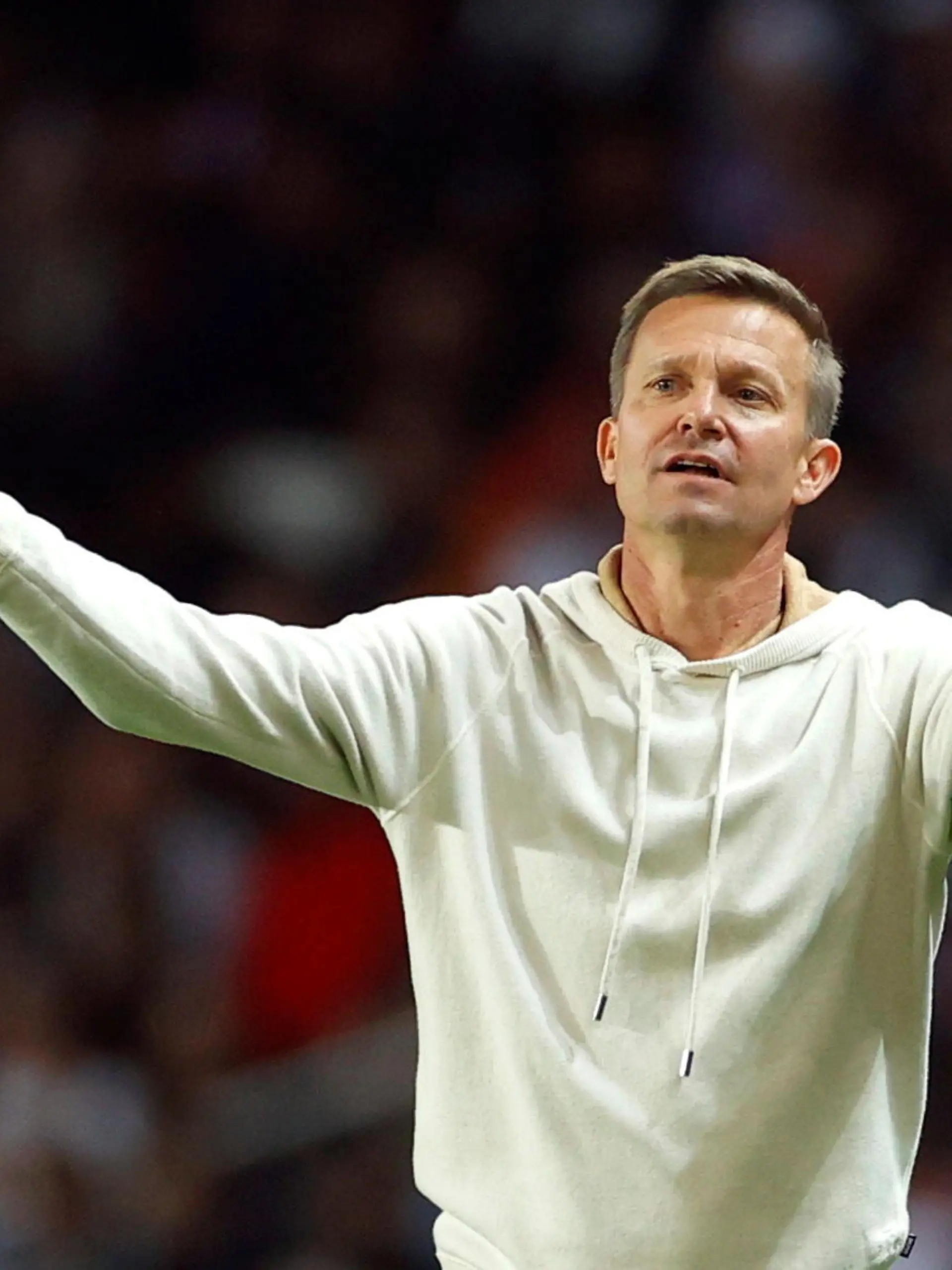 FILE PHOTO: Soccer Football - Champions League - Group A - Paris St Germain v RB Leipzig - Parc des Princes, Paris, France - October 19, 2021 RB Leipzig coach Jesse Marsch reacts REUTERS/Christian Hartmann/File Photo