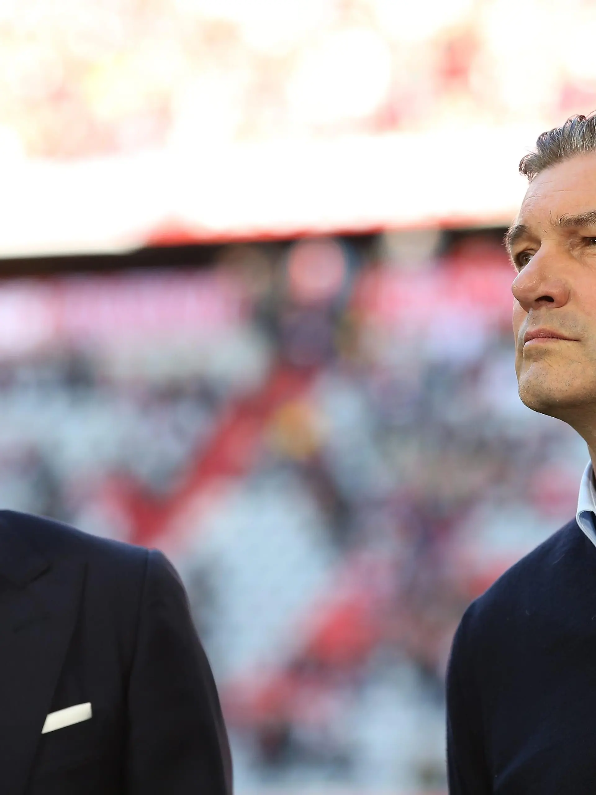 firo : 06.04.2019 FuÃball, Fussball: 1. Bundesliga , Saison 2018/2019 FCB FC Bayern MÃ_nchen Muenchen - BVB Borussia Dortmund BVB Manager Sportdirektor Michael Zorc , FCB Manager , Sportdirektor , Hasan SalihamidÅ_iÄ , Salihamidzic ,
