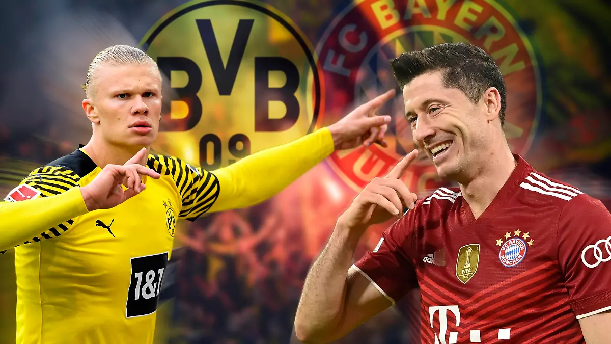 FOTOMONTAGE: Vorschau Borussia Dortmund-FC Bayern Muenchen am 04.12.2021. Robert LEWANDOWSKI (Bayern Muenchen) trifft im Bundesligakracher auf Erling HAALAND (DO). Fussball,1.Bundesliga,Saison 2021/22 ¬