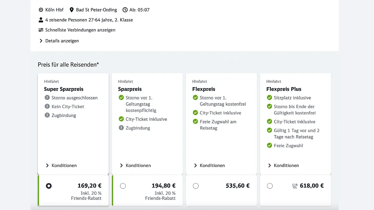 Deutsche Bahn Super Sparpreise Angebot.