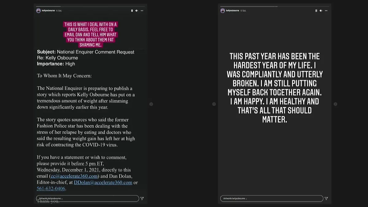 Kelly Osbourne wehrt sich gegen eine Fat Shaming-Story eines US-Klatschblattes.