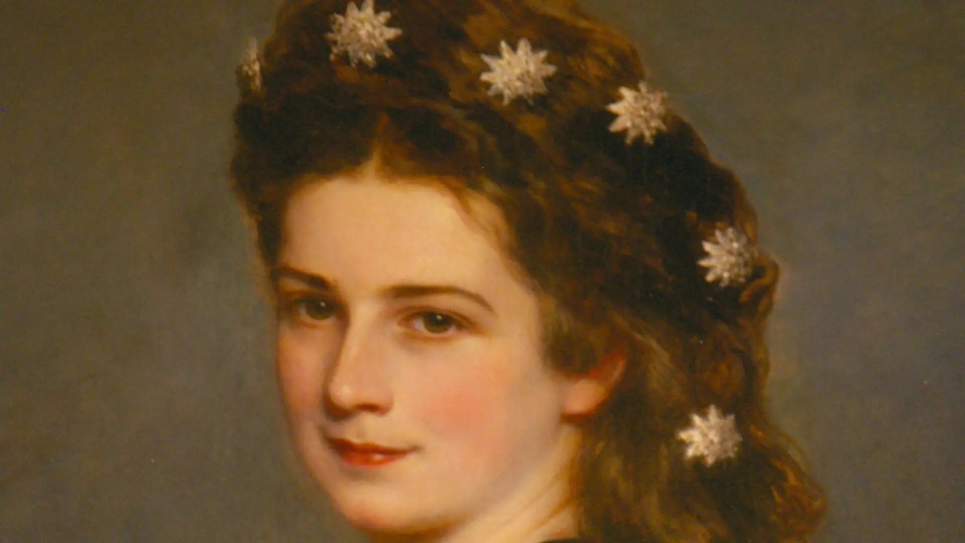 HANDOUT - Ein Ausschnitt des restaurierten Ölgemäldes von Elisabeth von Österreich-Ungarn (Maler Franz Xaver Winterhalter), aufgenommen im Jahr 2012 im Sisi-Museum der Wiener Hofburg. Am 24.12.2012 wäre Sisi 175 Jahre alt geworden. dpa (zu dpa-Korr. «Sisi sells: Elisabeth fasziniert auch 175 Jahre nach ihrer Geburt» vom 18.12.2012) ACHTUNG: Nur zur redaktionellen Verwendung und mit vollständiger Nennung der Quelle Foto: SKB