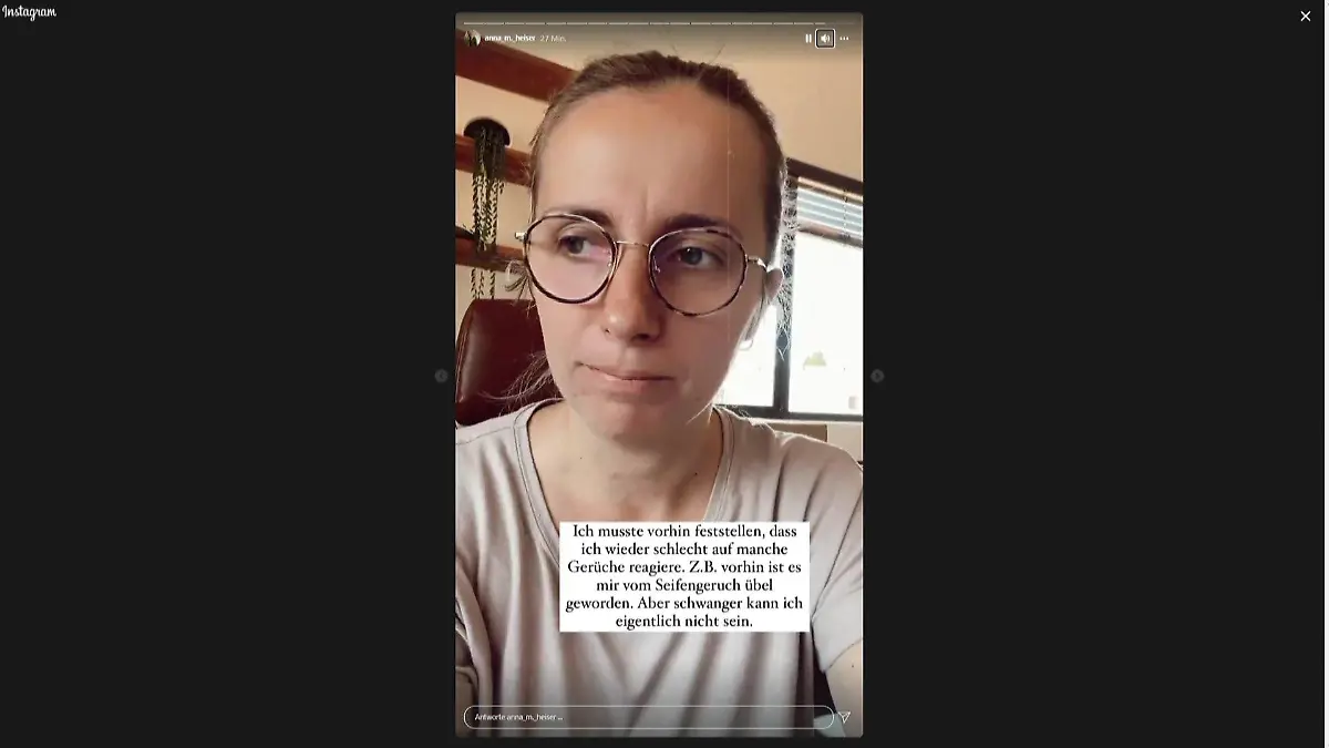 In ihrer Instagram-Story macht sich Anna Heiser Gedanken über ihren empfindlichen Geruchssinn.