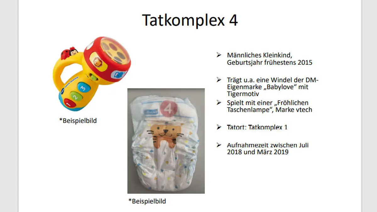 Windel und Spiel-Taschenlampe lassen erahnen: Das Opfer des Kinderschänders war noch sehr jung.