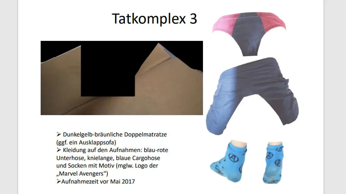 Eine Kinder-Unterhose neben einer Matratze - die Bilder eines der Tatort lässt auf weiter schreckliche Taten des Kinderschänders schließen.