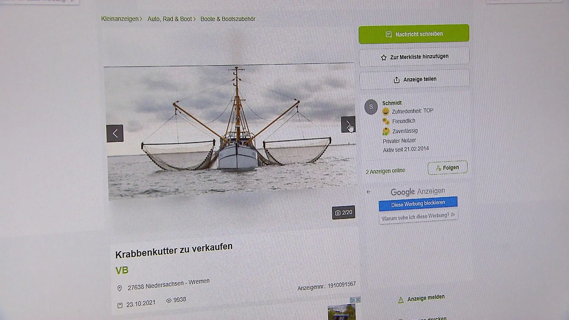 Über 10.000 Nutzer haben sich die Anzeige bei ebay-Kleinanzeigen bereits angesehen.