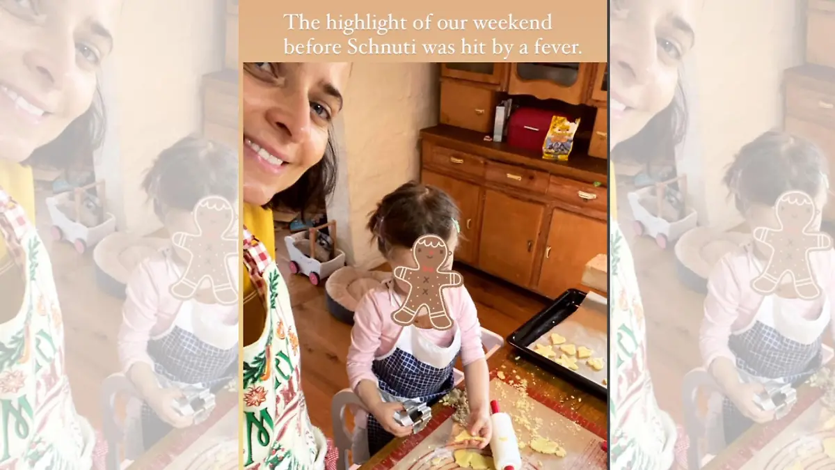 Eva Padberg hat am 1. Advent mit ihrer Tochter gebacken
