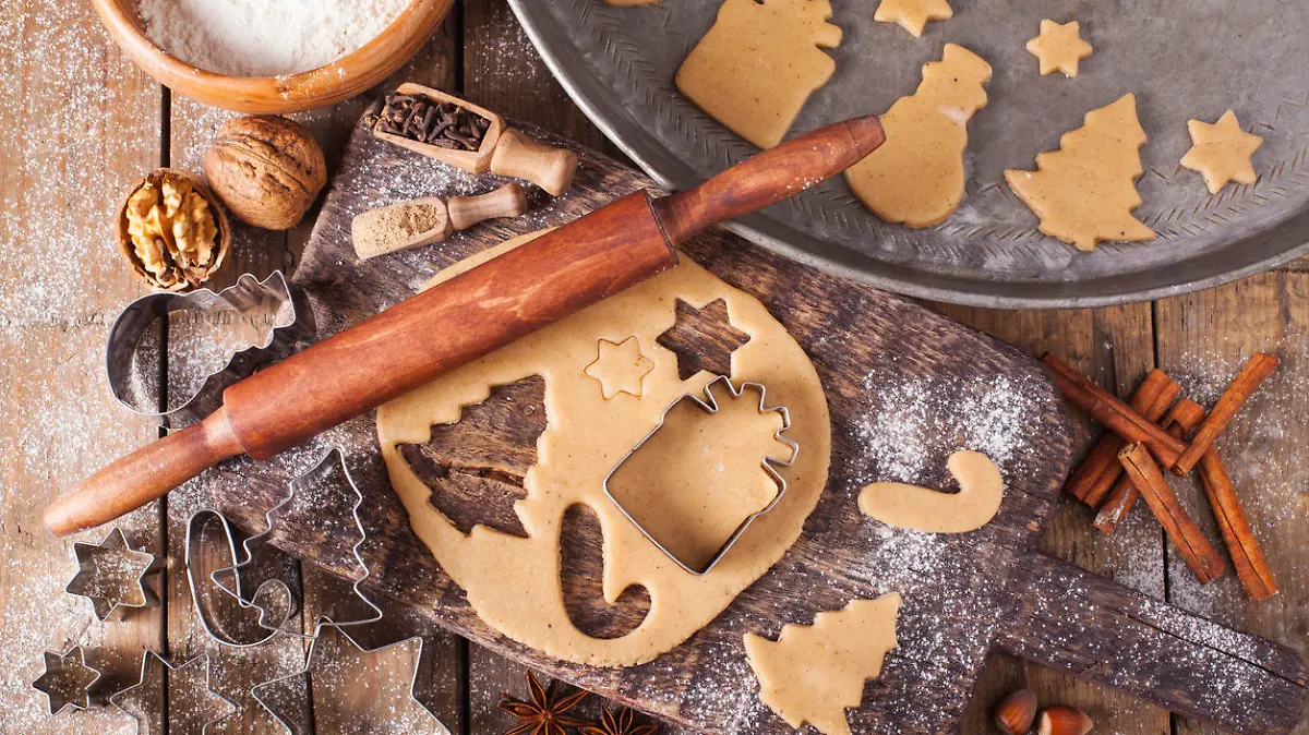 Making Christmas Cookies with traditional gingerbread cookies ingredients