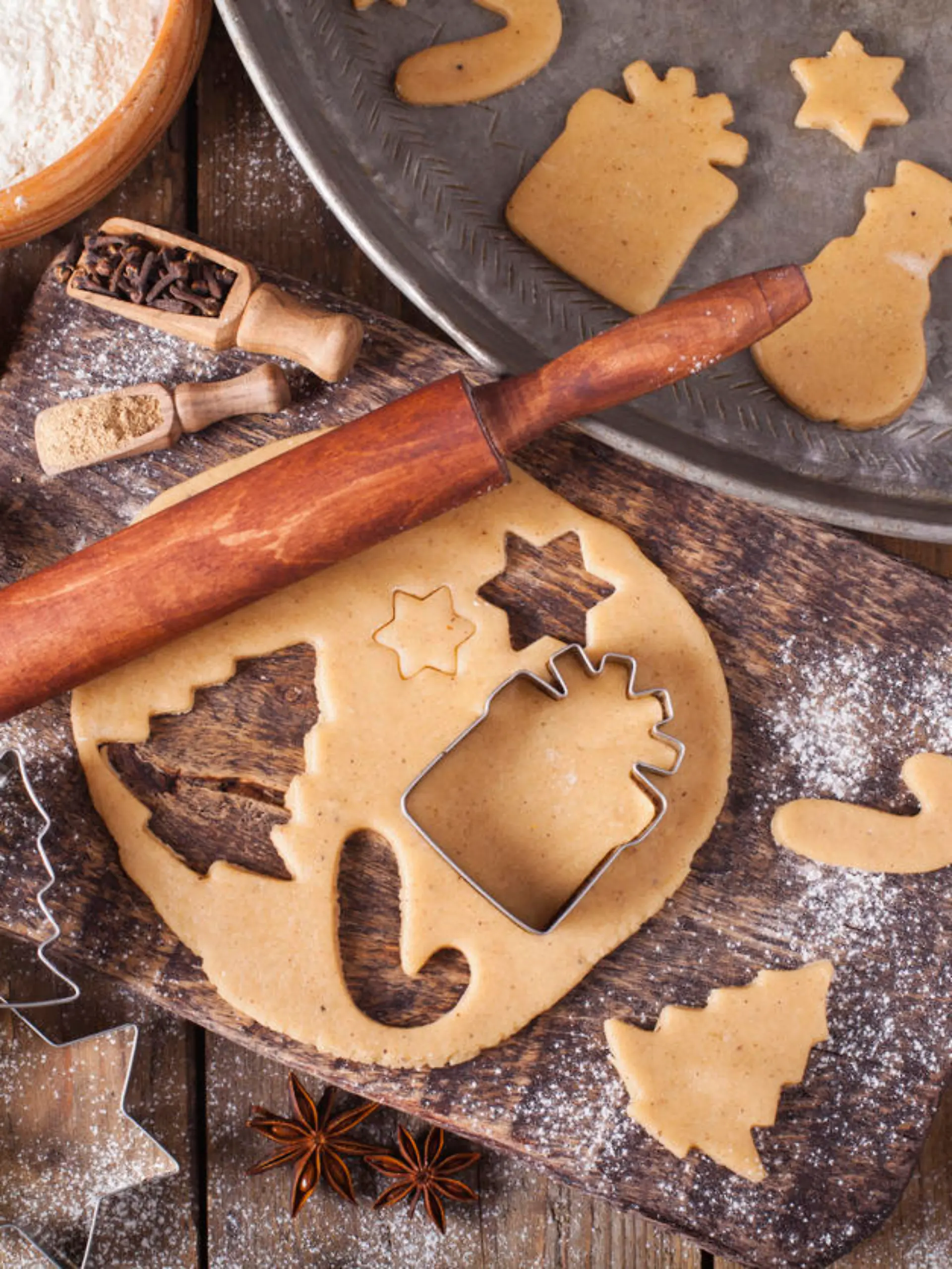 Making Christmas Cookies with traditional gingerbread cookies ingredients
