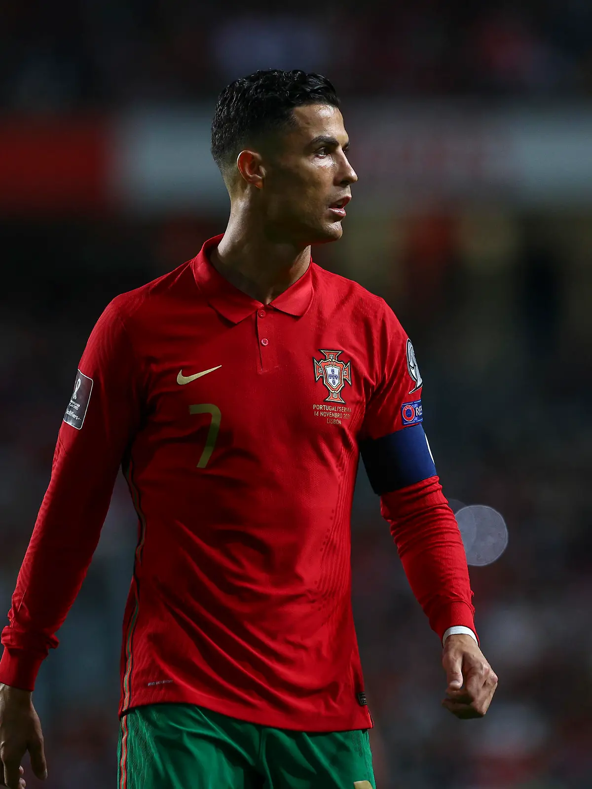 LISBON, PORTUGAL - NOVEMBER 14: Cristiano Ronaldo of Manchester United and Portugal during the 2022 FIFA World Cup Qualifier match between Portugal and Serbia at Estadio Jose Alvalade on November 14, 2021 in Lisbon, Lisboa. (Photo by Carlos Rodrigues/Getty Images)