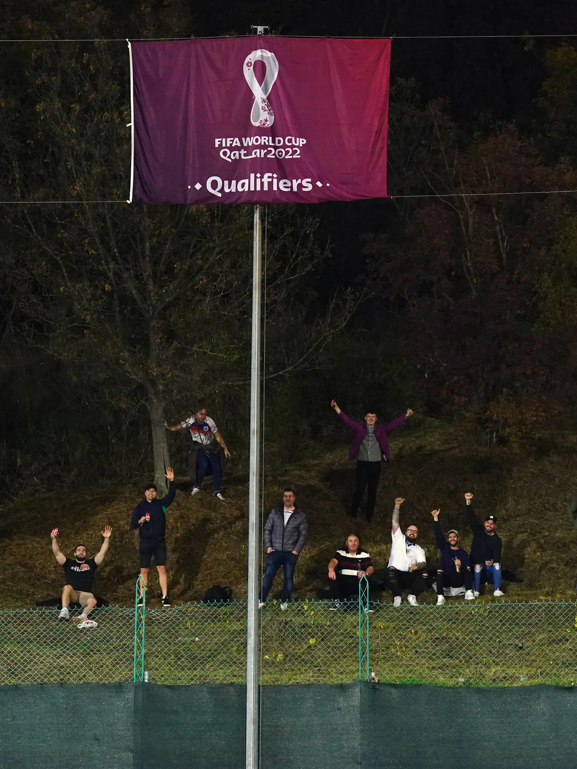 San Marino v England - FIFA World Cup, WM, Weltmeisterschaft, Fussball 2022 - European Qualifying - Group I - San Marino Stadium England fans outside the ground before the FIFA World Cup Qualifying match at the San Marino Stadium, Serravalle. Picture date: Monday November 15, 2021. Use subject to restrictions. Editorial use only, no commercial use without prior consent from rights holder. PUBLICATIONxINxGERxSUIxAUTxONLY Copyright: xNickxPottsx 63755106 
