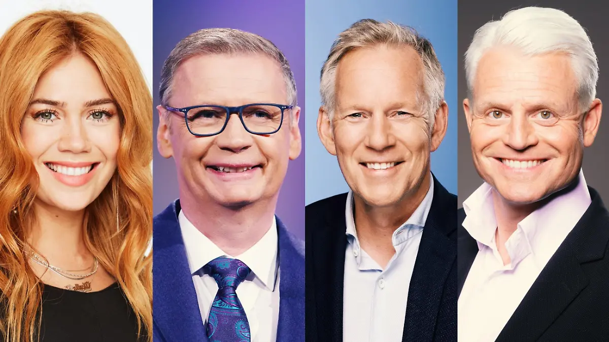 Palina Rojinski, Günther Jauch, Johannes B. Kerner und Guido Cantz (v.l.).
Die Verwendung des sendungsbezogenen Materials ist nur mit dem Hinweis und Verlinkung auf RTL+ gestattet.