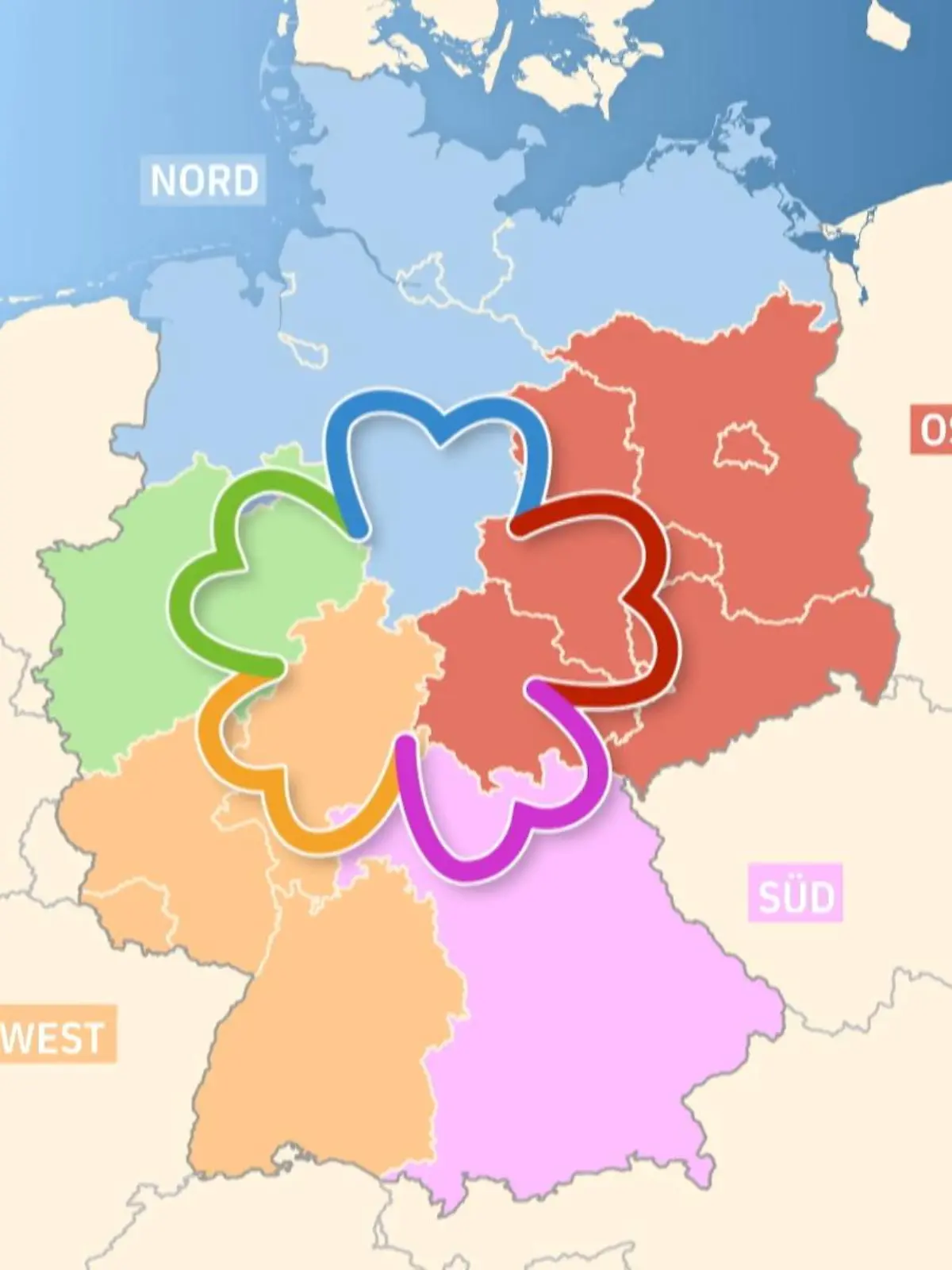 Deutschland wird in ein fünfblättriges Kleeblatt aufgeteilt. Damit sollen überlastete Intensivstationen die Chance haben, weitere Leben zu retten, indem betroffene Personen deutschlandweit verlegt werden. Wie das klappt, sehen Sie hier.