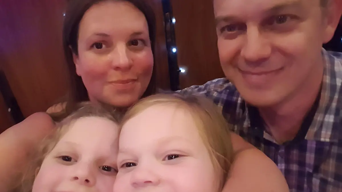 PIC FROM Kennedy News and Media (PICTURED: ANGUS MCKAY (50) FROM FYVIE, ABERDEENSHIRE, SCOTLAND, WITH HIS WIFE HELEN MCKAY (42) AND DAUGHTERS EMMA MCKAY (10) [LEFT] AND ZOE MCKAY (8) [RIGHT]) A dad was stunned when what he thought was a 'rugby injury' turned into BREAST CANCER more than 30 years later - leaving his shocked mates asking 'but you're a bloke?'. Angus McKay said he first noticed a lump on his left chest during his late teens but as a keen rugby player and black belt karate enthusiast, just thought he'd torn a muscle playing his contact sports. But when the 50-year-old was working offshore in Norway last year he began waking up in the middle of the night with a 'burning and itching' sensation on his chest and noticed the lump had got bigger. DISCLAIMER: While Kennedy News and Media uses its best endeavours to establish the copyright and authenticity of all pictures supplied, it accepts no liability for any damage, loss or legal action caused by the use of images supplied and the publication of images is solely at your discretion. SEE KENNEDY NEWS COPY - 0161 697 4266