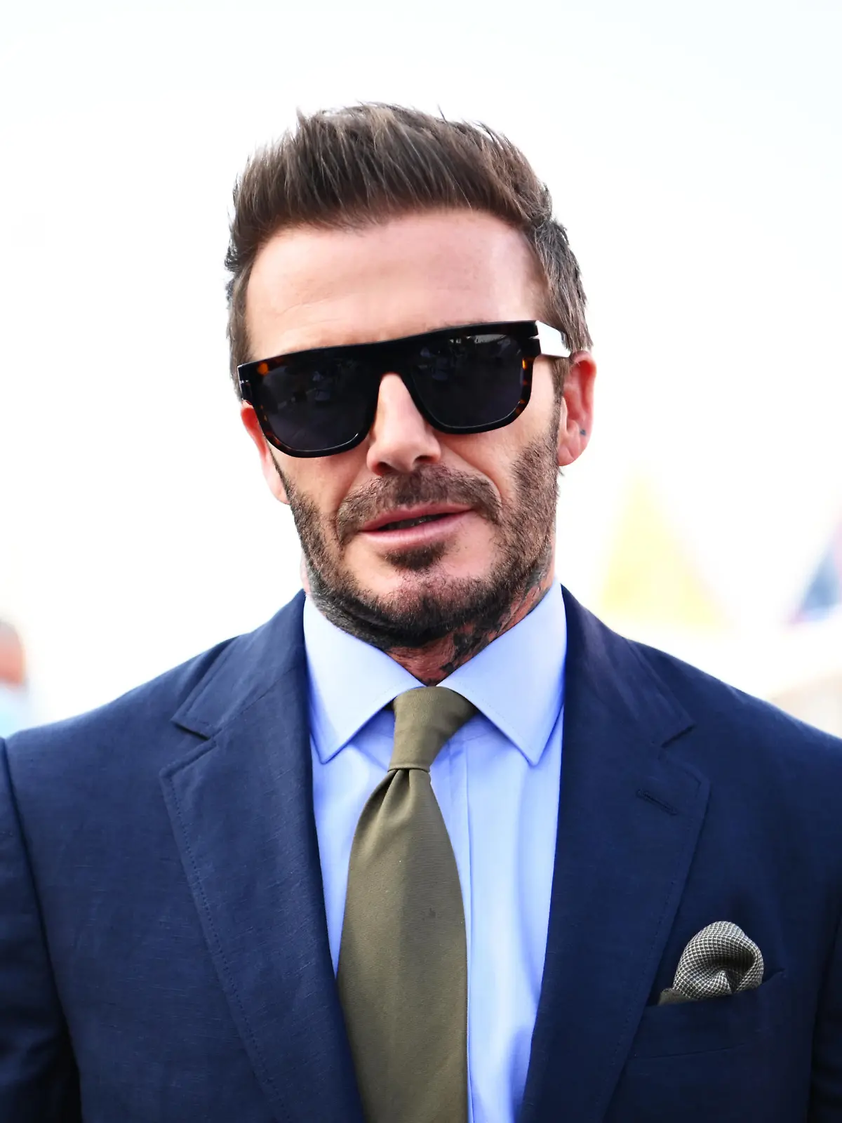 DOHA, QATAR - NOVEMBER 21: David Beckham looks on in the Paddock before the F1 Grand Prix of Qatar at Losail International Circuit on November 21, 2021 in Doha, Qatar. (Photo by Clive Mason/Getty Images)
