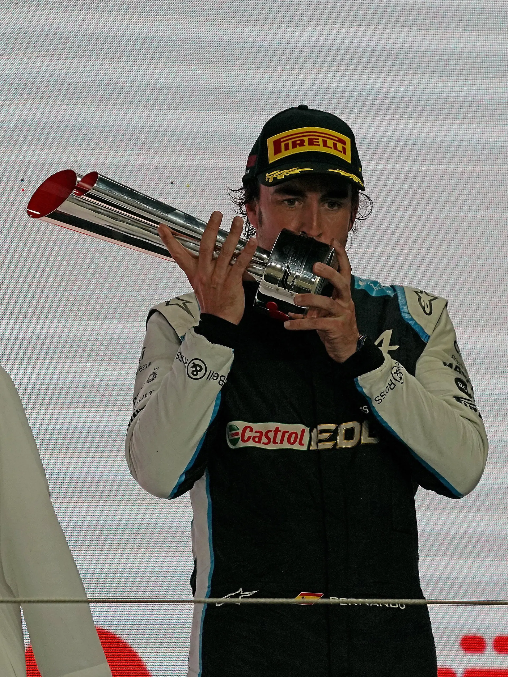 21.11.2021, Losail International Circuit, Doha, Formula 1 Ooredoo Qatar Grand Prix 2021 ,im Bild Podium: 3.Platz für Fernando Alonso (ESP), Alpine F1 Team