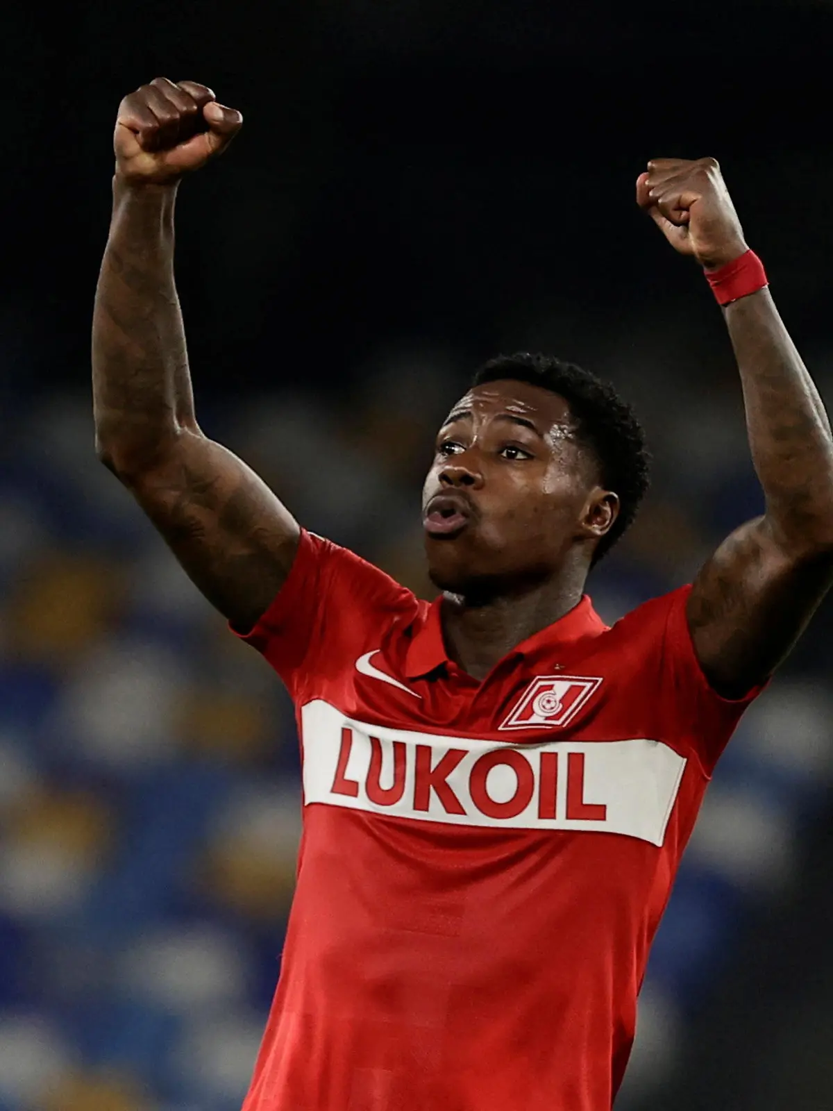FILE PHOTO: Soccer Football - Europa League - Group C - Napoli v Spartak Moscow - Stadio Diego Armando Maradona, Naples, Italy - September 30, 2021   Spartak Moscow's Quincy Promes celebrates after the match REUTERS/Ciro De Luca/File Photo