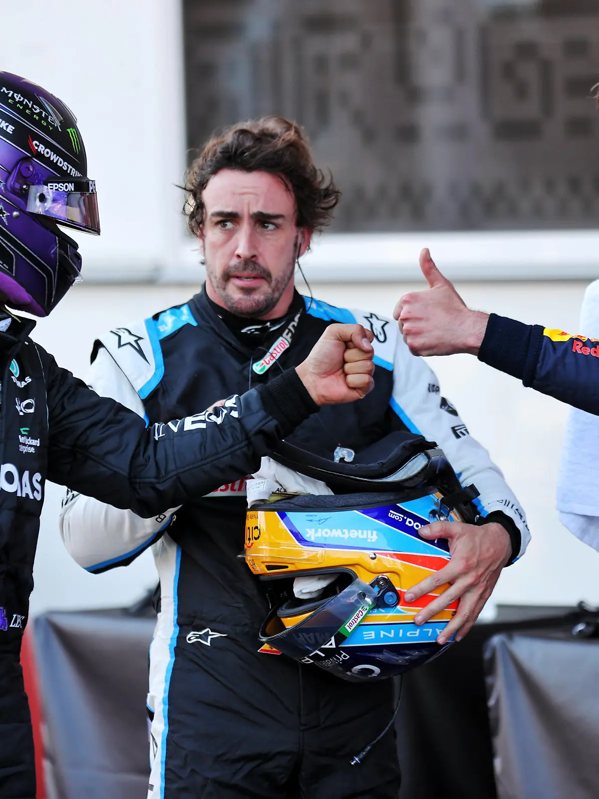 F1 Grand Prix of Azerbaijan 44 Lewis Hamilton GBR, Mercedes-AMG Petronas F1 Team, 14 Fernando Alonso ESP, Alpine F1 Team, 33 Max Verstappen NED, Red Bull Racing, F1 Grand Prix of Azerbaijan at Baku City Circuit on June 5, 2021 in Baku, Azerbaijan. Photo by xpbimages.com/XPB Images/FIA Pool via HOCH ZWEI Baku Azerbaijan Poolfoto HOCH ZWEI/Pool/XPB Images ,EDITORIAL USE ONLY