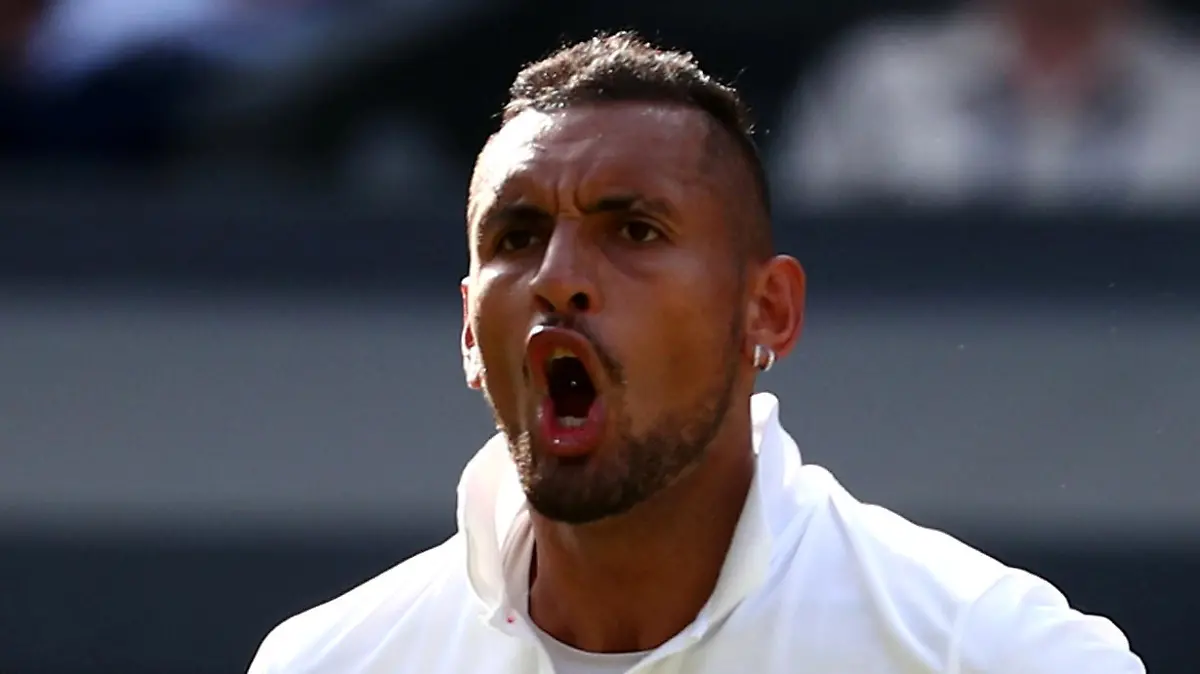 Tennis - Wimbledon - All England Lawn Tennis and Croquet Club, London, Britain - July 4, 2019  Australia's Nick Kyrgios reacts during his second round match against Spain's Rafael Nadal  REUTERS/Hannah McKay