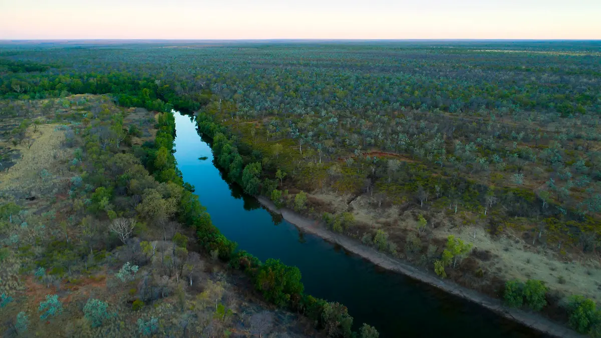 Aerial view over the East Baines River, Northern Territory, Australia