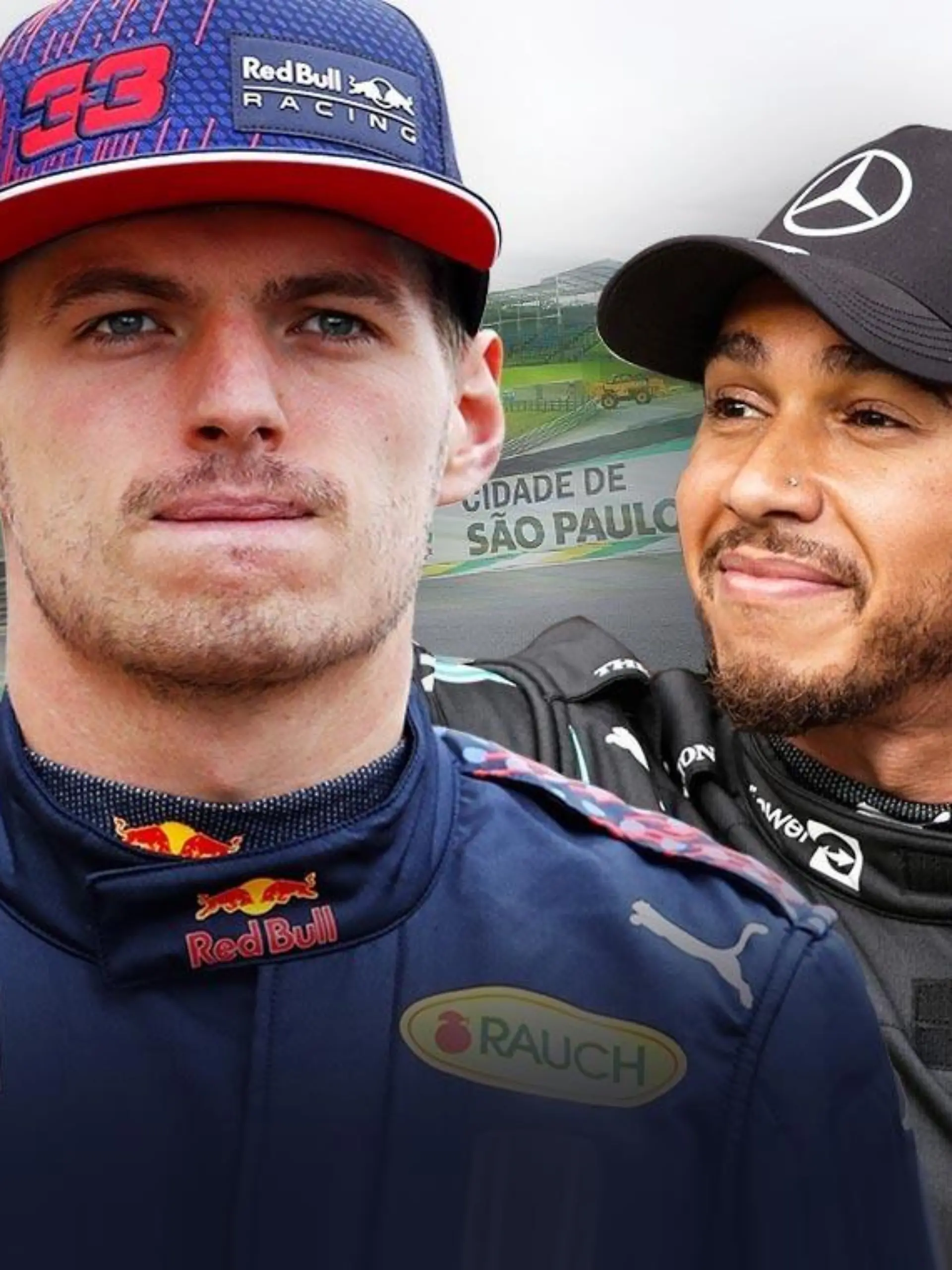 Bildekombo Max Verstappen und Lewis Hamilton