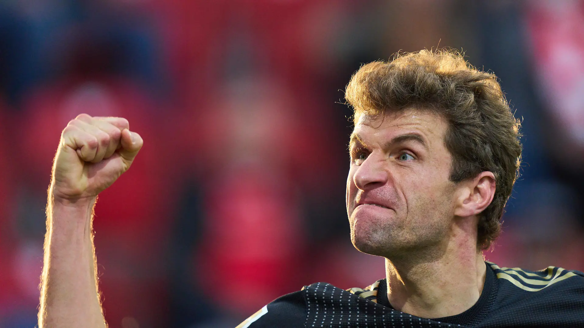  Thomas MUELLER, MÜLLER, FCB 25 celebrates 1-4 of Kingsley COMAN, FCB 29 in the match 1.FC UNION BERLIN - FC BAYERN MUENCHEN 1.German Football League on October 30, 2021 in Berlin, Germany. Season 2021/2022, matchday 10, 1.Bundesliga, FCB, München, 10.Spieltag.