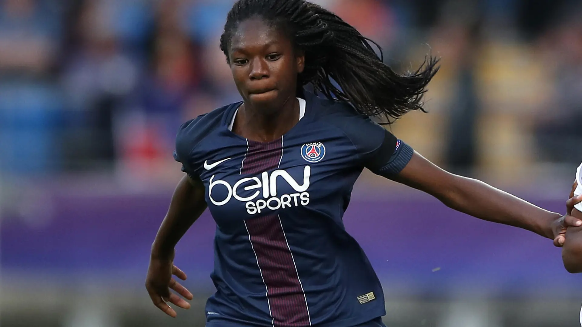 Lyon v Paris Saint Germain - UEFA Women's Champions League - Final - Cardiff City Stadium. Lyon's Kadeisha Buchanan (right) and Paris Saint-Germain's Aminata Diallo battle for the ball during the UEFA Women's Champions League Final at the Cardiff City Stadium. Picture date: Thursday June 1, 2017. See PA story SOCCER Women. Photo credit should read: Nick Potts/PA Wire. RESTRICTIONS: Editorial use only, No commercial use without prior permission. URN:31533897