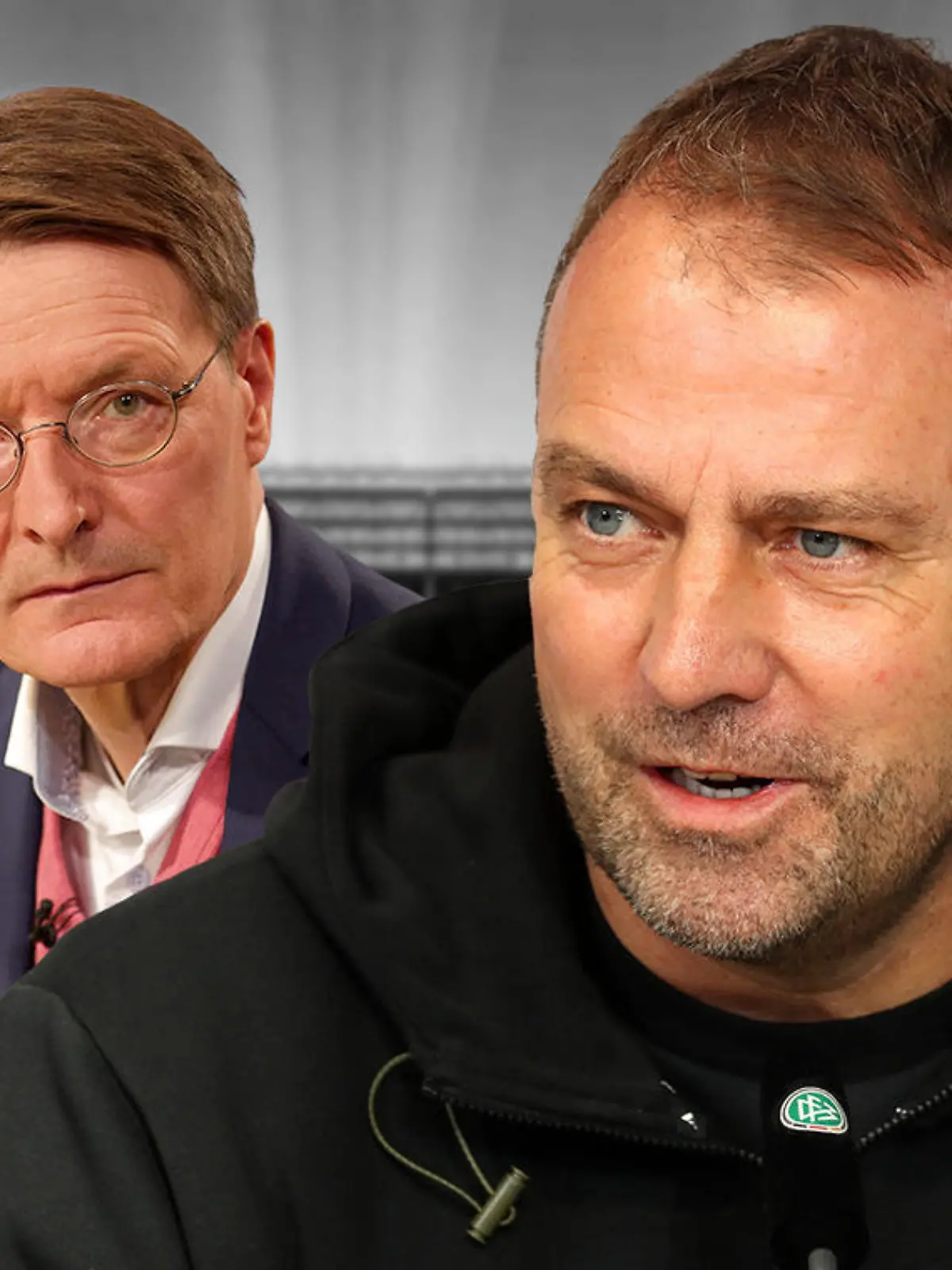 Hansi Flick und Karl Lauterbach.