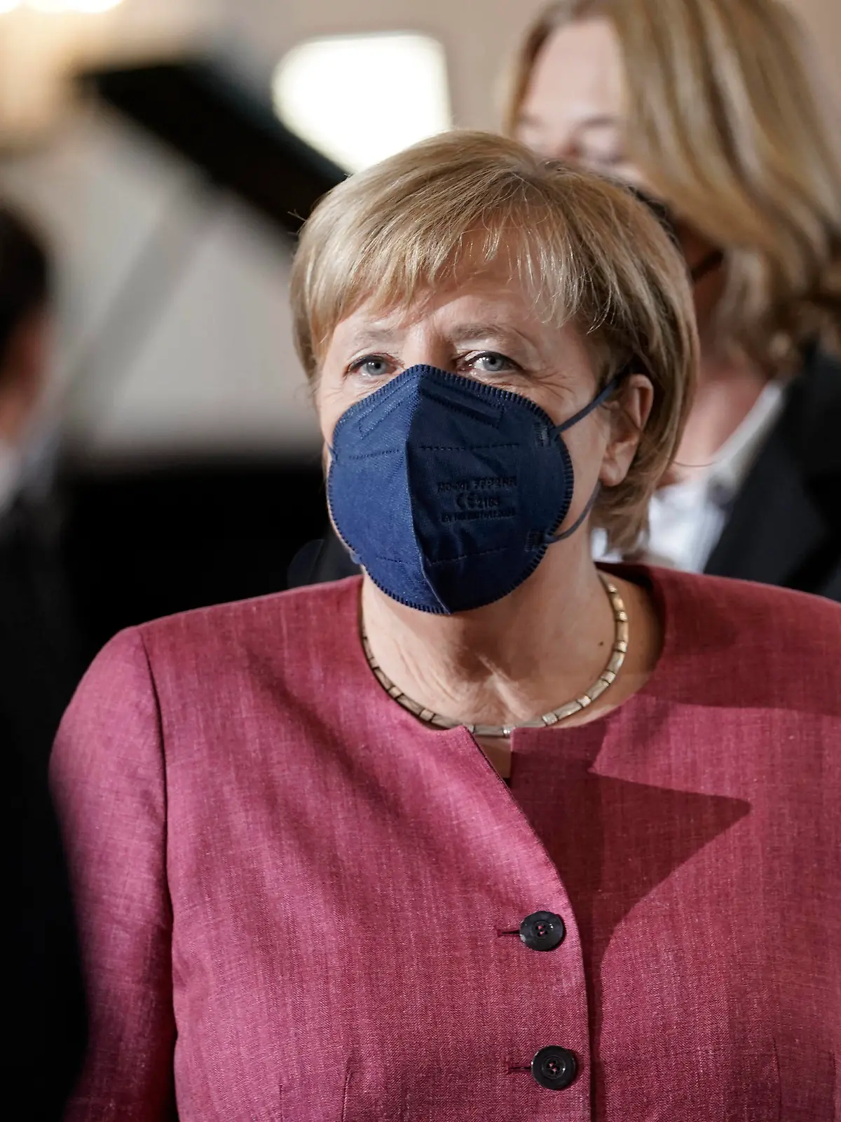  Gedenkveranstaltung 1918 1938 1989: Gedenken zum 9. November im Schloss Bellevue Aktuell, 09.11.2021, Berlin, geschaeftsfuehrende Bundeskanzlerin Dr. Angela Merkel bei der Gedenkveranstlatung 1918 1938 1989: Gedenken zum 9. November A17 im Schloss Bellevue. Zum Gedaechtnis der Pogrome von 1938 fuer die Verfolgung und Vernichtung der Juden im Nationalsozialismus, Jahrestag der Ausrufung der Republik 1918 und des Mauerfalls 1989. Berlin Berlin Deutschland *** Commemoration 1918 1938 1989 Commemoration of 9 November in Bellevue Palace Current, 09 11 2021, Berlin, Managing Chancellor Dr Angela Merkel at the commemoration 1918 1938 1989 Commemoration of 9 November A17 in Bellevue Palace To commemorate the pogroms of